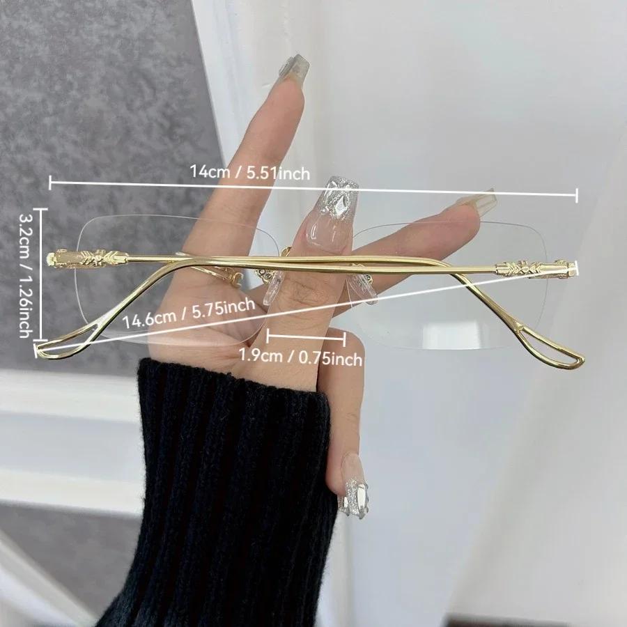 Fashion Luxurious Rectangle Eyeglasses Frames Women Men Transparent Clear Brand Designer Optical Lovely Frameless Oculos