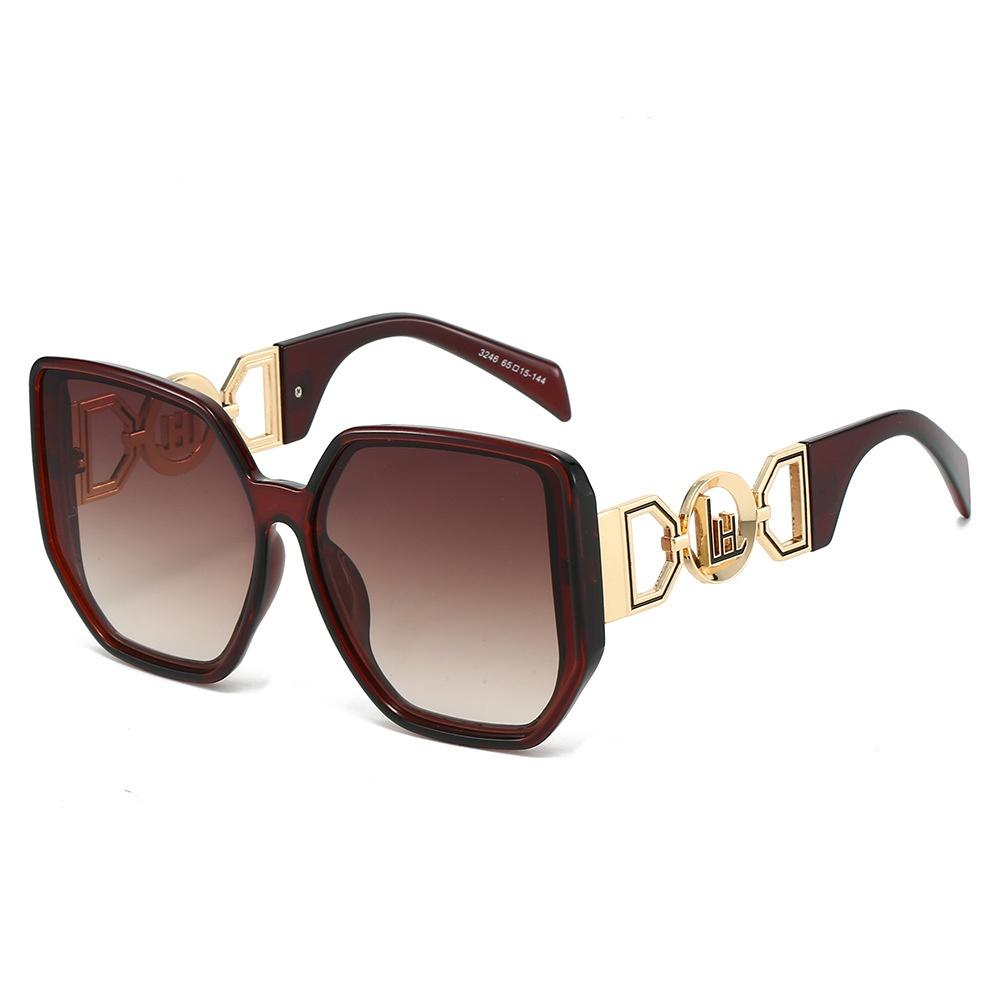 New Luxury Leopard Gradient Square Women Sunglasses  Personality Metal Frame Hollow Design Men Sunscreen Sun Glasses Uv400