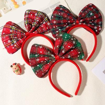 Funny Shiny Bowknot Hair Hoop Korean Style Snowflake Christmas Themed Headband Sweet Cute Christmas Headwear Holiday Decor