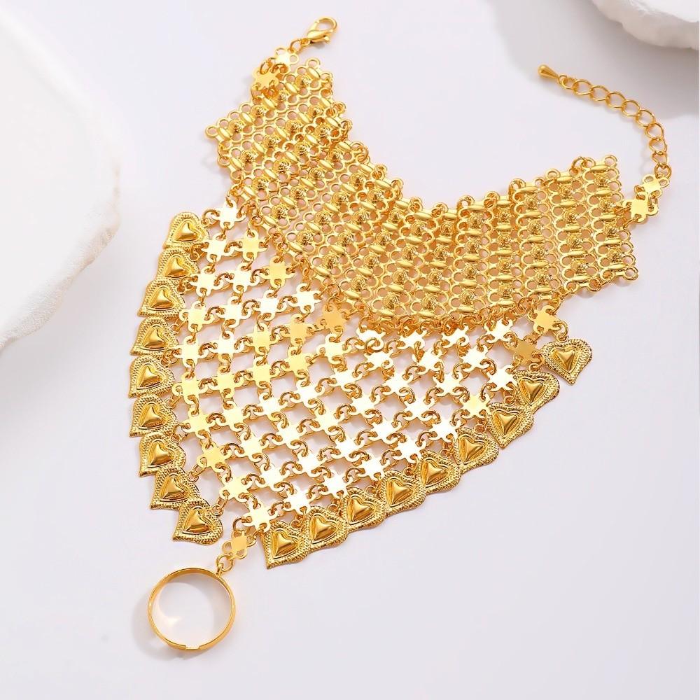 Jednoduchý zlatý prstový náramek Vícevrstvý dutý geometrický přívěsek Kulturní akce