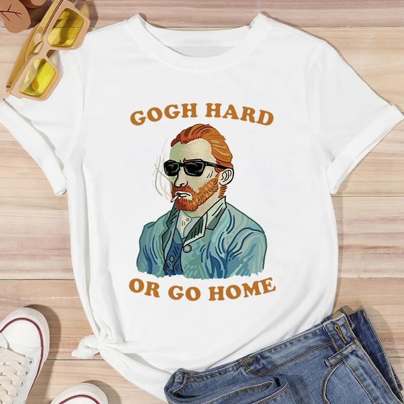 ZX TEE Van Gogh Printed Streetwear Fashion Girls T-Shirts Harajuku White Clothing Short Sleeve Summer Tees Casual Female O-Neck Tops