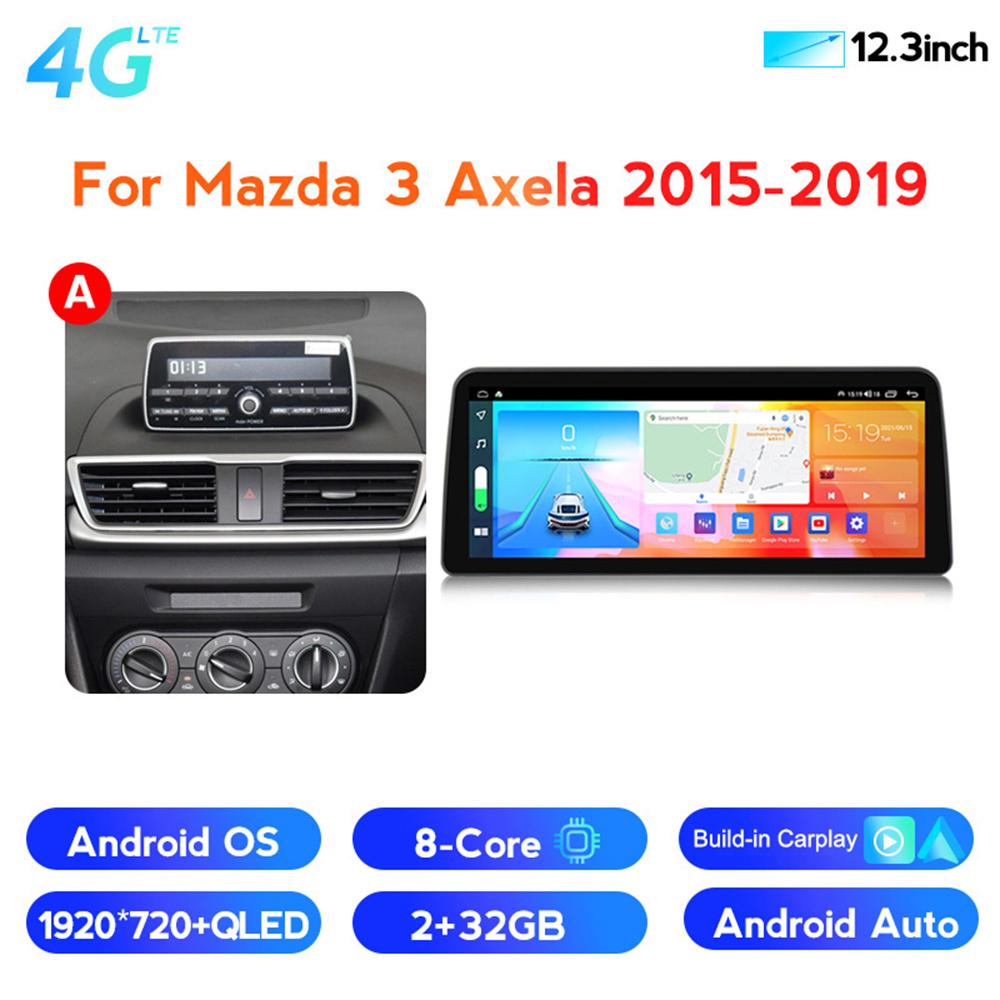 12.3" Android 10 Car Stereo Radio GPS NAVI Build-in Carplay DSP For Mazda 3 Axela 2015-2019
