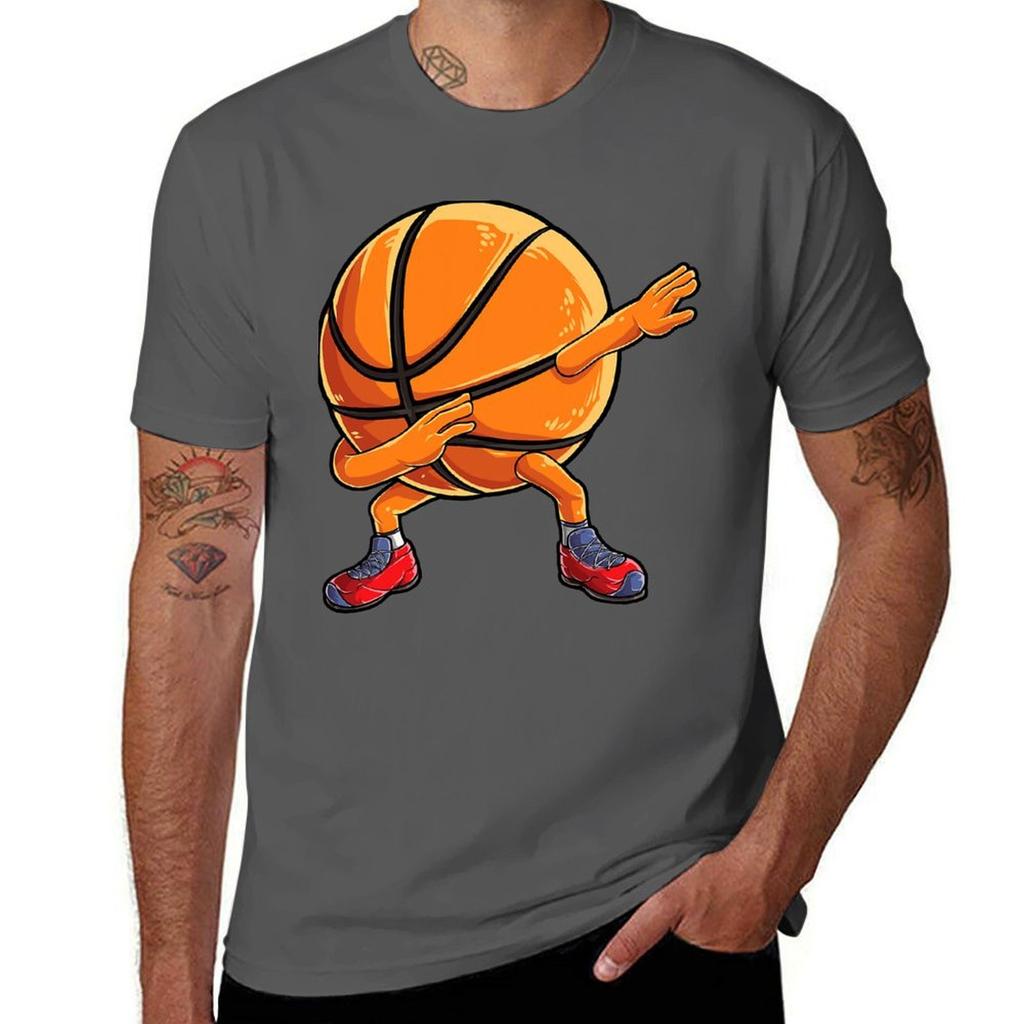 Dabbing Basketball Ball Funny Unisex Women Sports Player Dab TShirt Soft Basic Cotton Short Sleeve Tee