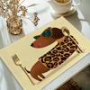 1set/8pc/4pcs/6pcs Cartoon Dachshund Placemat Set Cute Dog Print Table Mats Kids Dining Room Home Decor