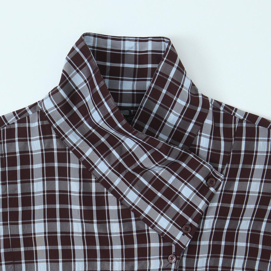 European Style Women's Plaid Double-Breasted Shirt 2026