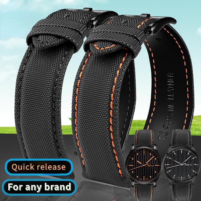 Schnellwechsel-Uhrenarmband Für MIDO Helmsman commander omega Tag Heuer Nylon Canvas Leder Wasserdicht Herren-Uhrenarmband 20mm 22mm