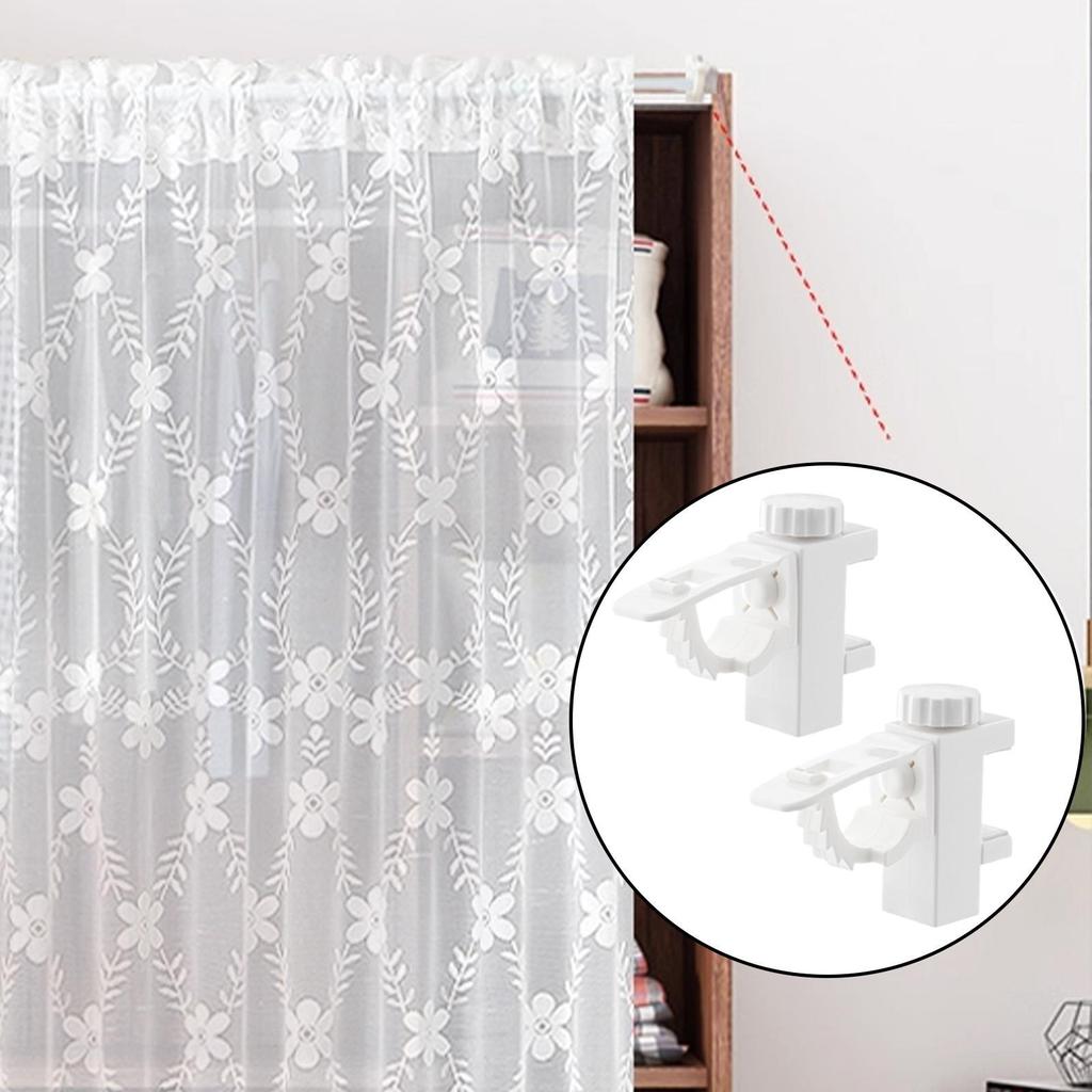 2x Curtain Rod Brackets Supports Multifunction Easy Installation Universal Curtain Hangers for Bathroom Wardrobes Bookcases