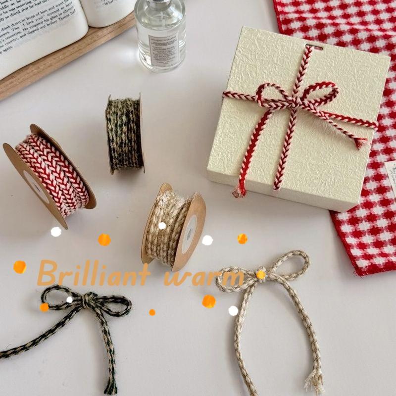 Vintage Red and White Contrasting Corrugated Hemp Rope Home Decoration Handmade Gift Packaging Technology DIY Packaging Gift