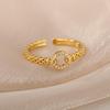 2025  Trendy Gold Plated Stainless Zircon  Rings For Women Chain Geometry Zircon Finger Ring Jewelry Gift