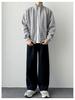 Men's Double Zipper Stand-up Collar Cardigan Hoodie - 2025 Casual Solid Color Outerwear for Spring & Autumn