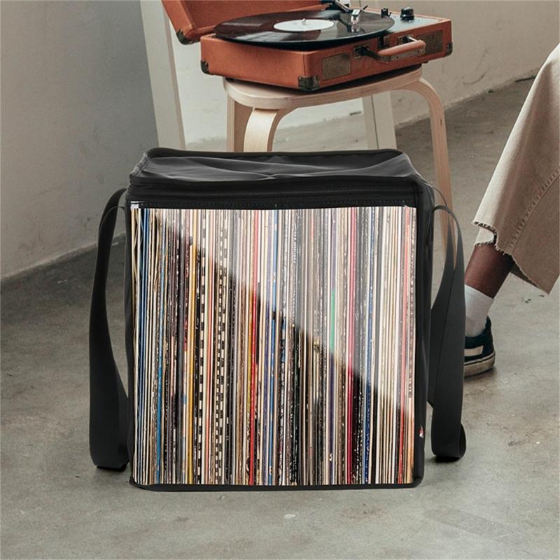 Stilvolle Handtasche & Wiederverwendbare Aufbewahrungslösung TPU Umhängetasche für Musikliebhaber für 50 Stück 12-Zoll-Vinyls