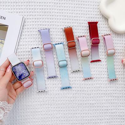 Neu für Apple Watch Band Ultra 49mm 44mm 40mm 45mm 41mm 42mm 38 Regenbogen stricken Armband für iWatch Serie 8 7 6 5 SE 4 3 Armband Band