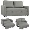Sofa Bed 2 Seats 3 In 1 with Backrest Adjustable In 3 Positions and 2 Cushions, Linen-Effect Fabric, Grey