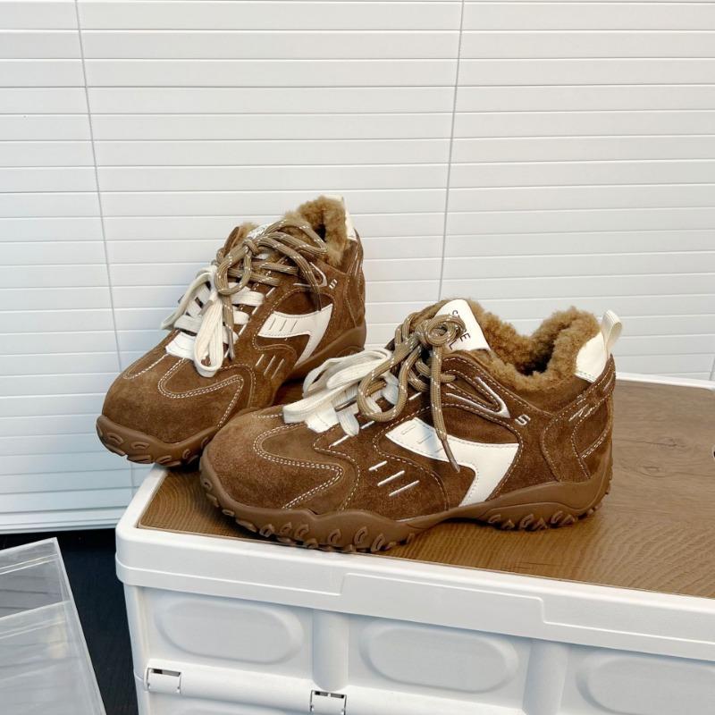 Small Inner Height Increase Women's New Cotton Shoes Autumn and Winter Velvet Versatile Sports Dad Shoes