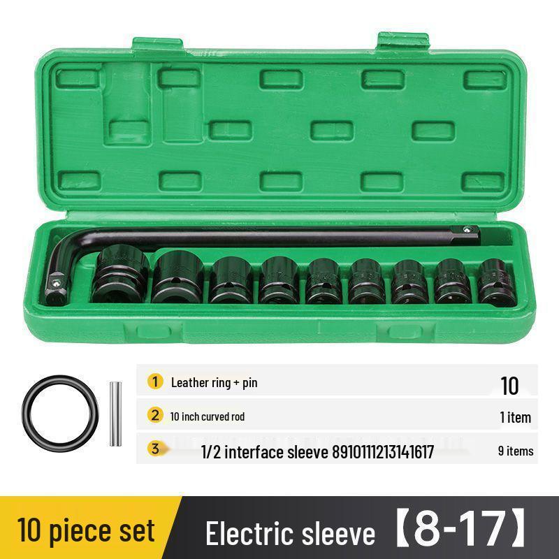 Extended Electric Air Impact Wrench Set with 8-32mm Hex Sockets