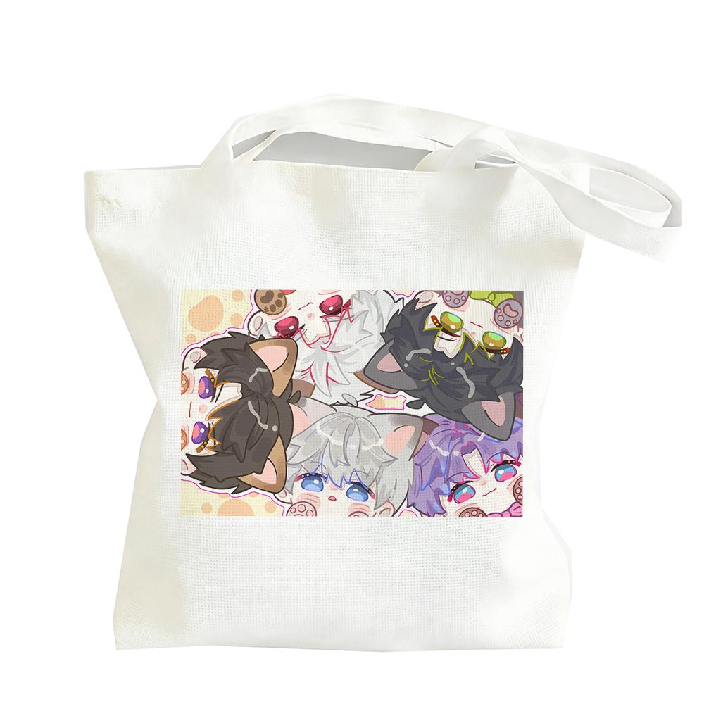 Love And Deepspace Anime Canvas Tote Bag Five Cats Design Daily Handbag Gift 30x35 35x40cm