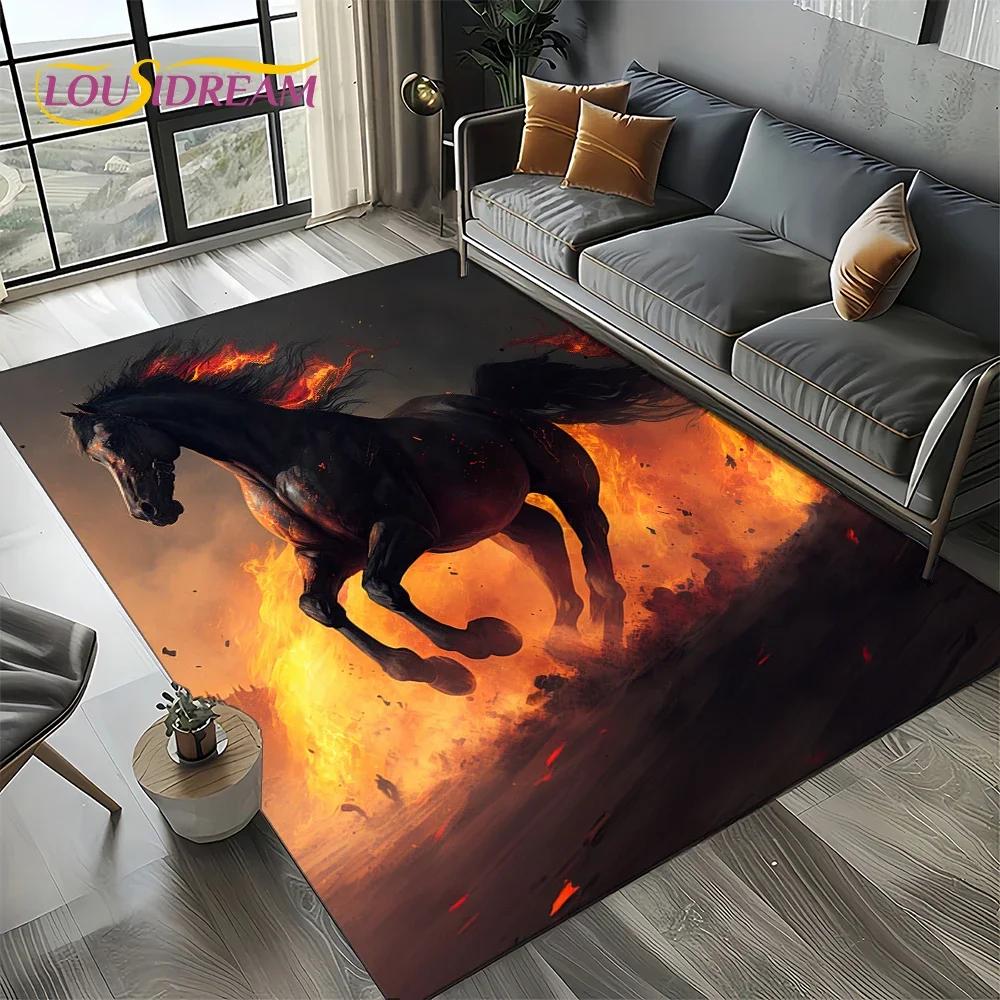 27 Style New Horse Pentium Gallant Steed 3D Animal Carpet Rug for Living Room Bedroom Home Sofa,Kid Area Rug Non-slip Floor Mat