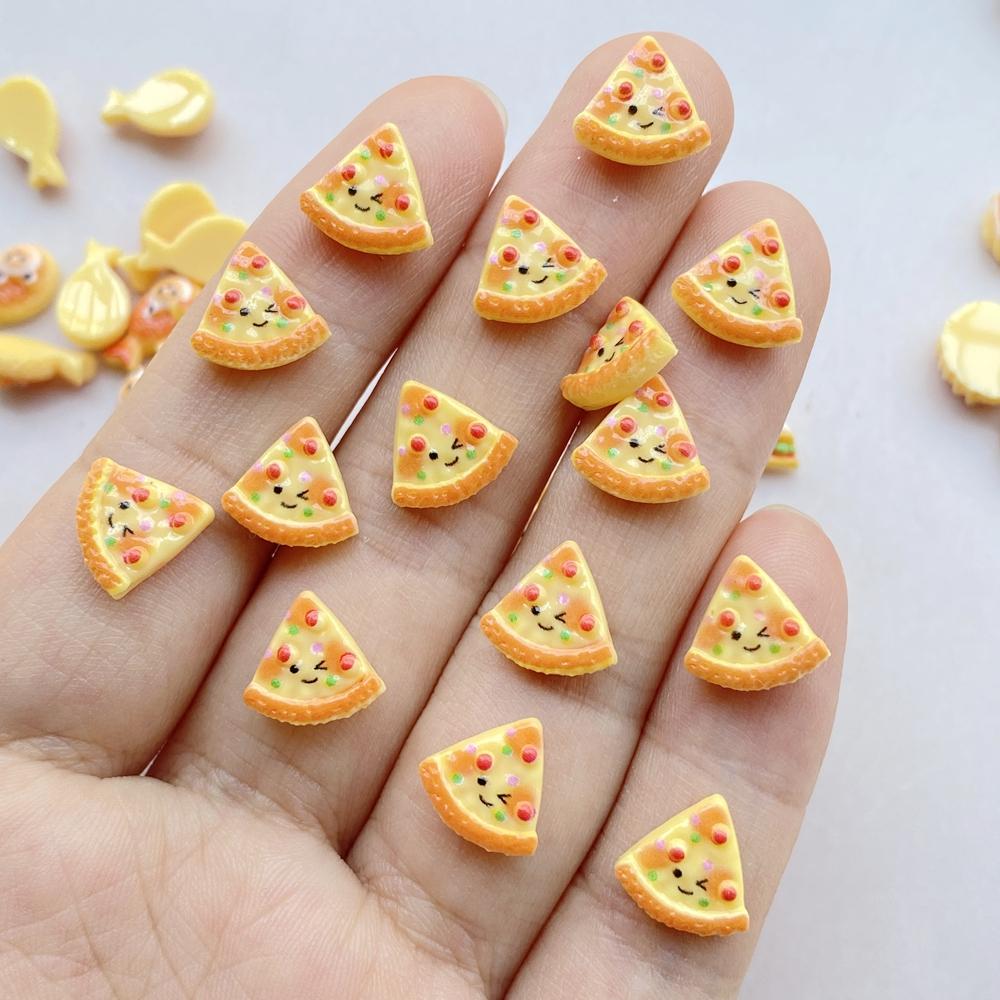 50 Pcs Cute Mini Simulated Bread, Donuts, Pizza Flat Back Resin Cabochons Scrapbooking DIY Jewelry Hairpin Craft Decoration