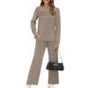 Ensemble de détente ample pour femme Sweatshirt rayé à manches longues et col rond Pantalon large à cordon de serrage