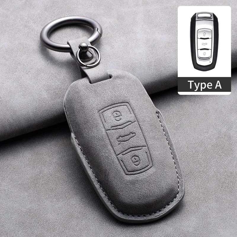

Leather Car Key Case Cover Keychain Fob For Geely Emgrand Global Kulrey Hawk GX7 Okavango NL3 SUV GT GC9 Coolray X6 X7 EX7 Geome