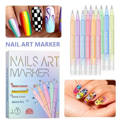 12PCS Colors Nail Art Pens Set 12 Color Nail Graffiti Pen Set DIY Painted Nail Pen
