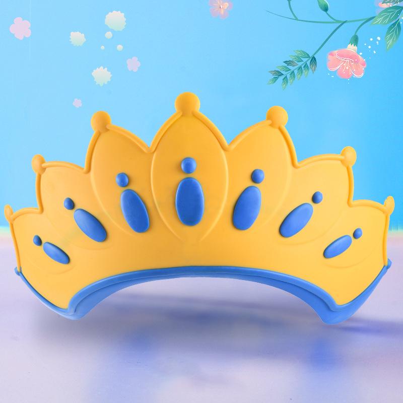 Children Waterproof Shampoo Cap Crown Baby Shower Cap Adjustable Size Cartoon Bath Visor Infant Hair Shield Ear Protection