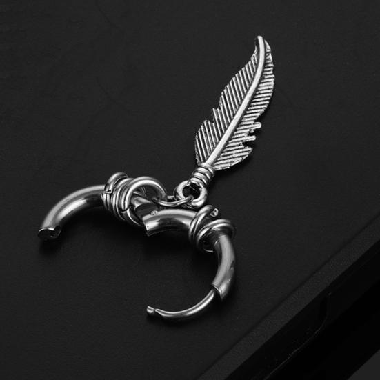 1 Pair Feather Shape Drop Earrings Small Vintage Piercing Round Clip Earrings Jewelry Accessory