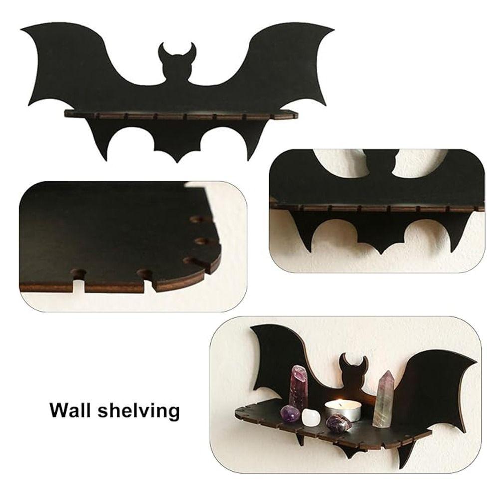 Black Bat Wall Shelves Bat-shaped Gothic Halloween Shelf  Living Room Decoration