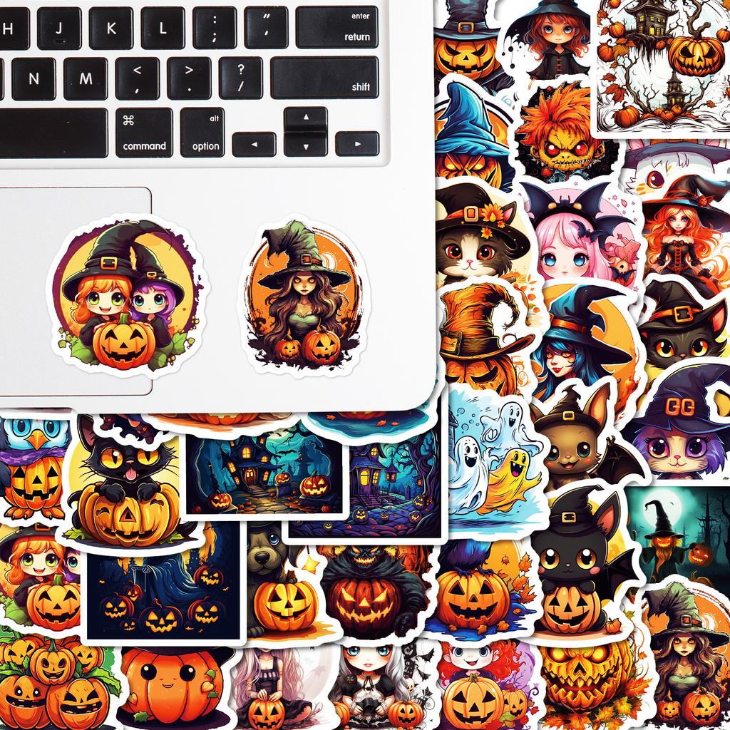 50 Halloween Halloween Pumpkin Witch Sticker Sticker Shein Horror Sticker