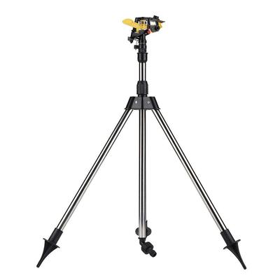 Automatic Watering Sprinkler with 24m Spray Range, 360° Rotation, Adjustable Height, Tripod, Misting, Stainless Steel, Irrigation System for Lawns