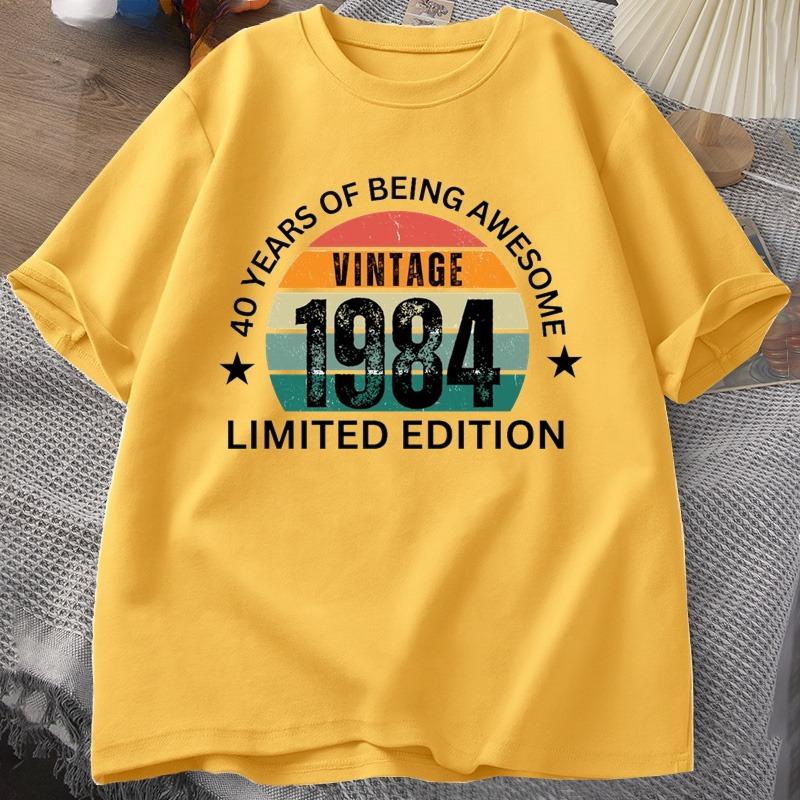 40th Birthday Women Tshirt Made In 1984 Vintage Tshirt 40 Years Old T Shirts for Unisex Casual Short Sleeve Unisexs Clthing Oversized
