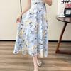 2022. aasta suve kõrge vöökohaga naiste seelikud vabaaja lilledega trükitud šifoonist naiste seelikud Bohemian Beach Holiday pikad A-joonega seelikud