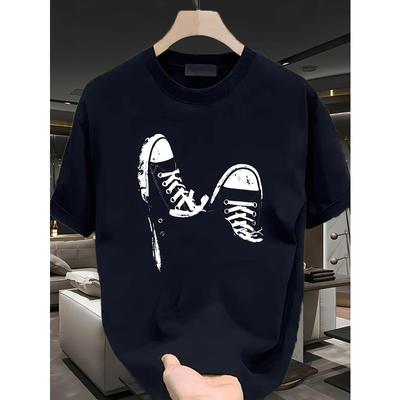 Taglie Europee T-shirt Stampata da Uomo - Maglietta Casual a Maniche Corte con Girocollo e Grafiche di Sneaker, Tessuto Traspirante e Resistente