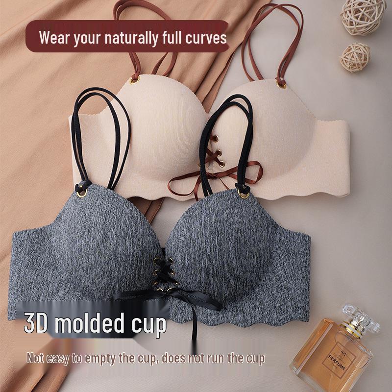 Women's Seamless Push-Up Bra with Drawstring for Enhanced Bust