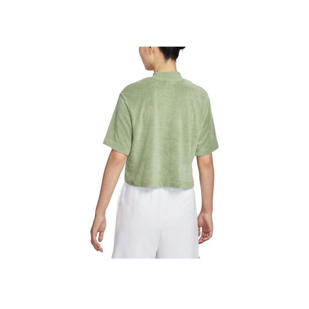 Nike Solid Color Crew Neck Pullover Short Sleeve T-Shirt Women Tops Green DV7833-386