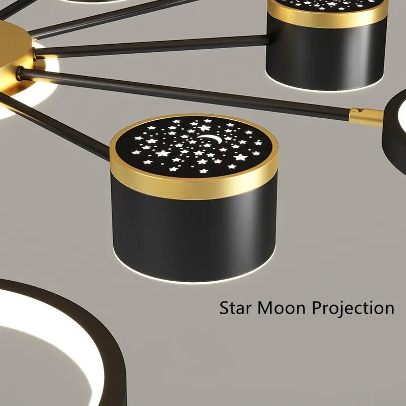 Nordic Creative Living Room Chandeliers Romantic Starry Sky 2025 New Modern White Home Bedroom Stepless Dimming Lighting Fixture