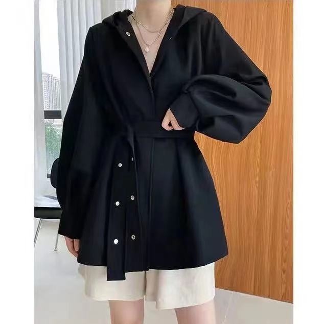 

Маленькая короткая ветровка женская хлопковая утолщенная осенне-зимняя новая корейского стиля свободная с капюшоном большого размера пальто XL