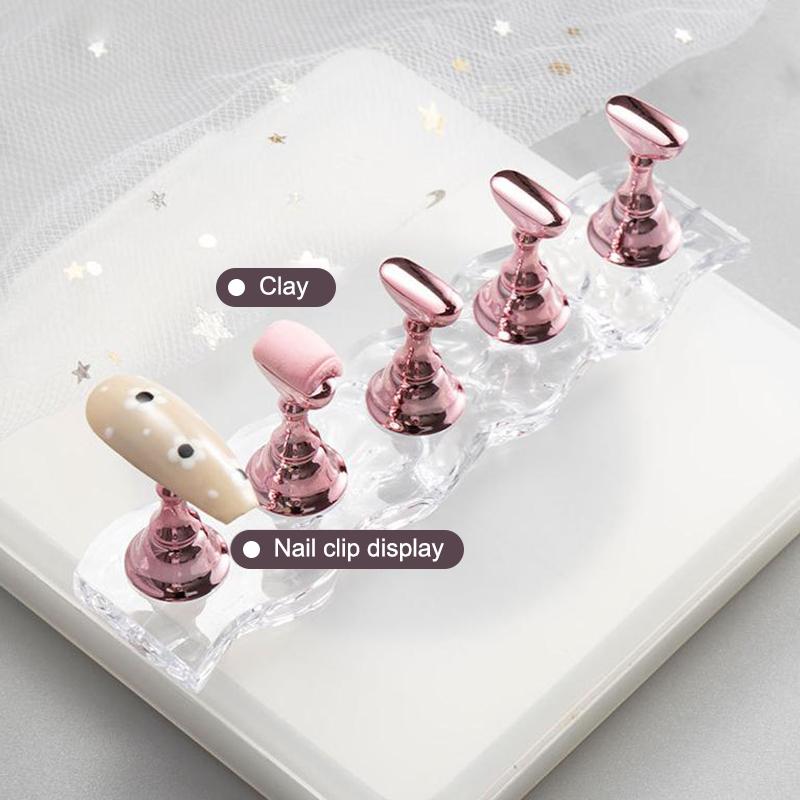 1 Set Magnetic Nail Holder False Nail Tip Practice Stand  Base Holder Nail Art Display For Art Salon Diy & Practice