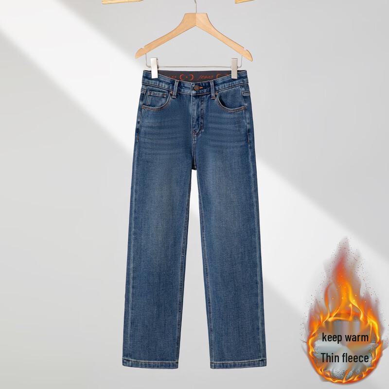

RAIN.CUN Women s High-Waist Slimming Fleece-Lined Straight-Leg Jeans 27