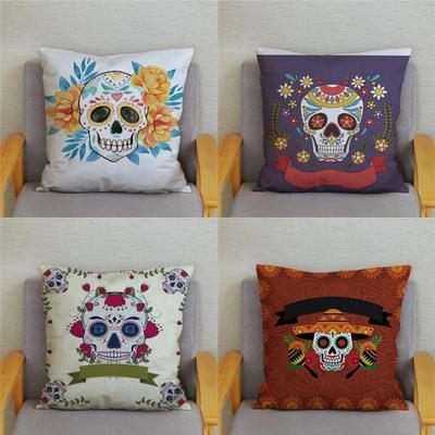 Home Decor Colorful Day Of The Dead Skull Pattern Pillow Pattern Cushion Cover Suitable For Sofa Bedroom Car Pillow Cover