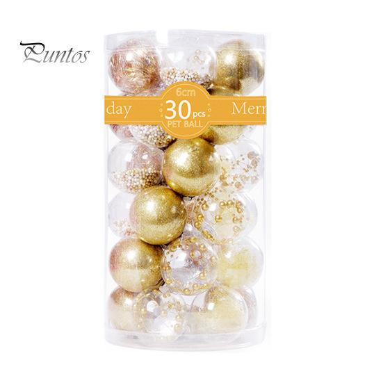 30Pcs Plastic Christmas Balls Hanging Ornament 6cm Colored Electroplated Ball Holiday Party Scene Layout DIY Decorative Accessories Christmas