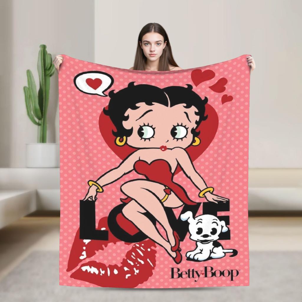 B-Bettys Boops Warm Blanket Kids Plush Throw Blanket Aesthetic Couch Chair Flannel Bedspread Sofa Bed Cover