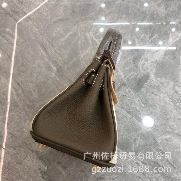 Cross-border Lychee Pattern Color Matching Platinum Bag Cowhide Women's Bag Contrasting Color Handbag Large Capacity Shoulder Crossbody Wedding Bag
