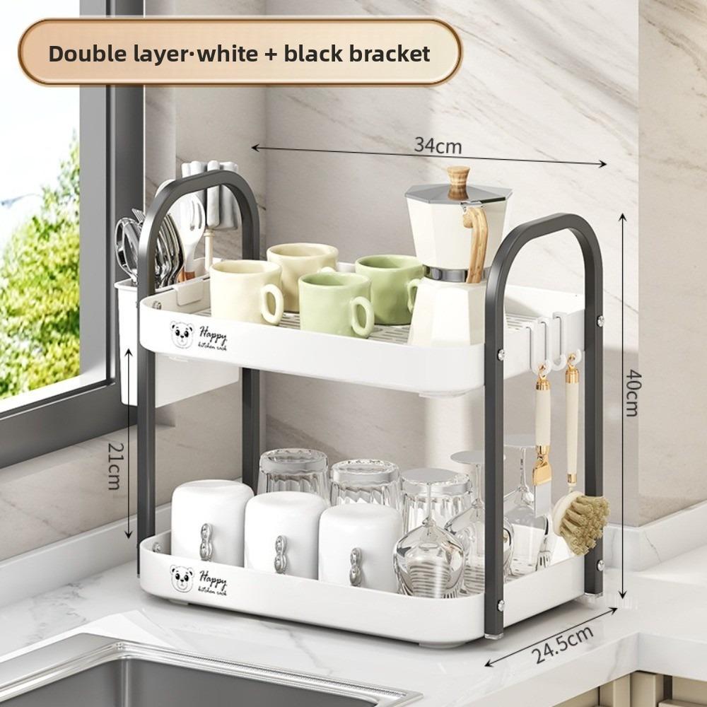 Дизайн для слива Подставка для чайных чашек Двухслойный кухонный органайзер для хранения Кухонное хранение 2479₽