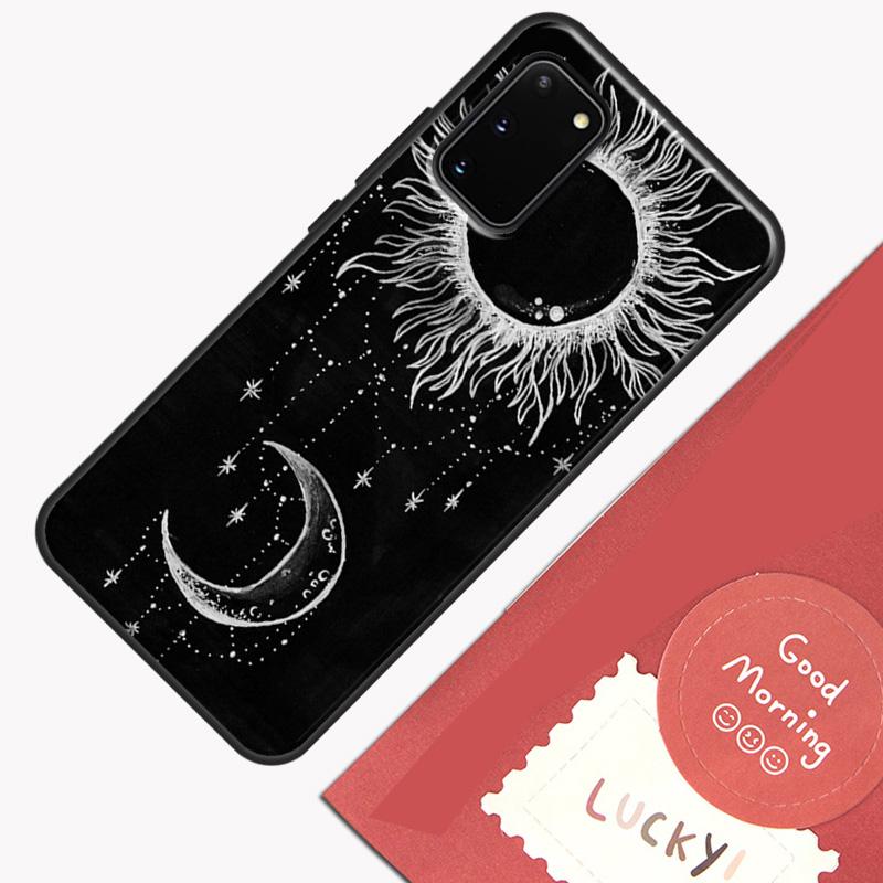 Black Moon Stars Space Astronaut Phone Case For Samsung Galaxy S23 S26 Ultra S20 S21 S22 S24 S25 Plus S10 S25 FE Cover Shell