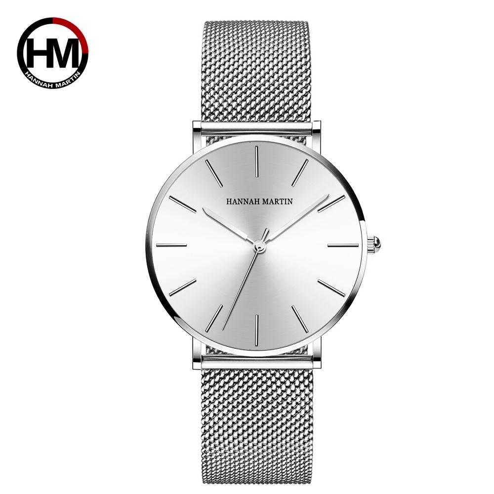 Hannah Martin Japan Quartz Movement High Quality Women Stainless Steel Mesh Rose Gold Waterproof Ladies Watch Dropshipping CC36
