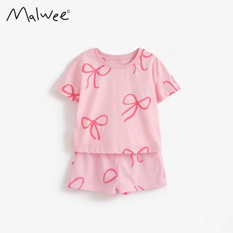 Girl Summer Outfit Twopiece Cotton Cartoon Dress Set For Kids