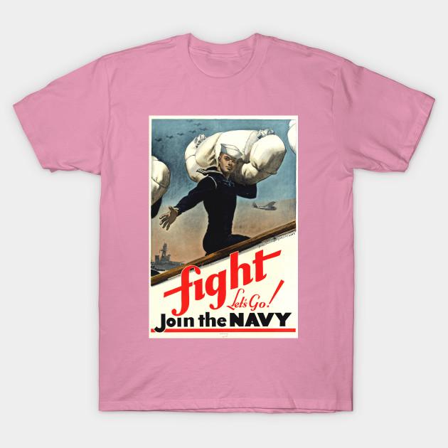 T-Shirt Damen Fight Lets Go Join The Navy Vintage Us Navy Recrui Harajuku Print Kawaii T-Shirt Sommer Kurzarm Damen T-Shirt Top Tee