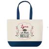 Shopping Bag - PLANETEE - Lyna the Most Beautiful - Blue Background - Cotton 40x45 Cm - Made In France
