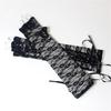 Women Fingerless Ritual Dance Long Halloween Gloves Punk Gothic Mittens Silk Ribbon Lace Gloves